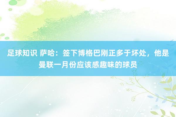 足球知识 萨哈：签下博格巴刚正多于坏处，他是曼联一月份应该感趣味的球员