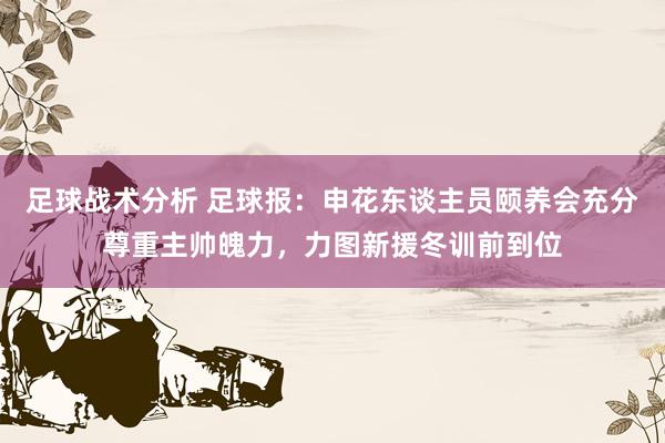 足球战术分析 足球报：申花东谈主员颐养会充分尊重主帅魄力，力图新援冬训前到位