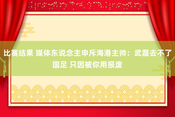 比赛结果 媒体东说念主申斥海港主帅：武磊去不了国足 只因被你用报废